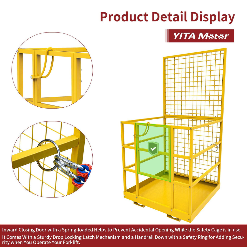 YITAMOTOR® 43"x45"Forklift Safety Cage Basket Safety Cage 2 Person Work Platform 1400 LBS0