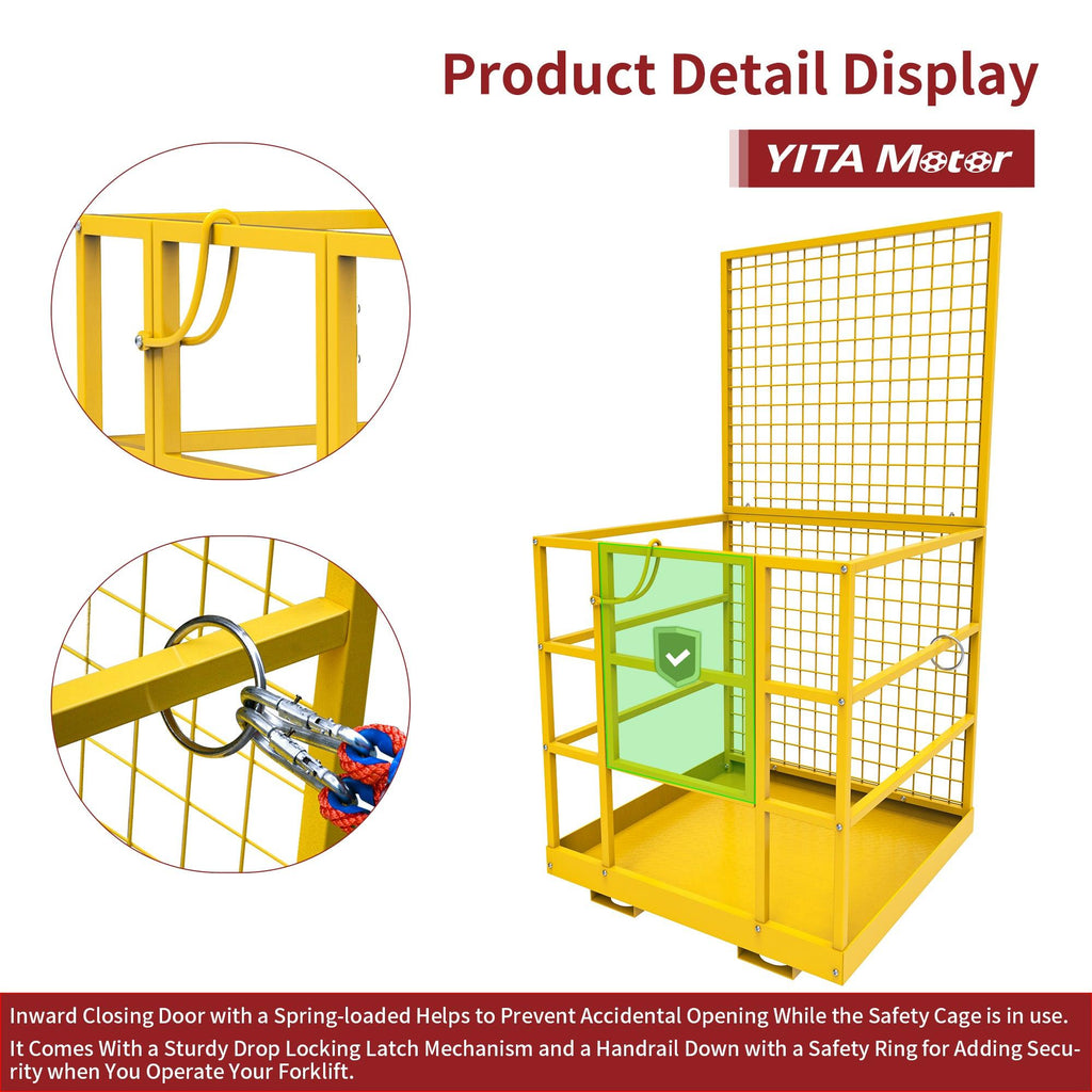 YITAMOTOR® 43"x45"Forklift Safety Cage Basket Safety Cage 2 Person Work Platform 1300 LBS0