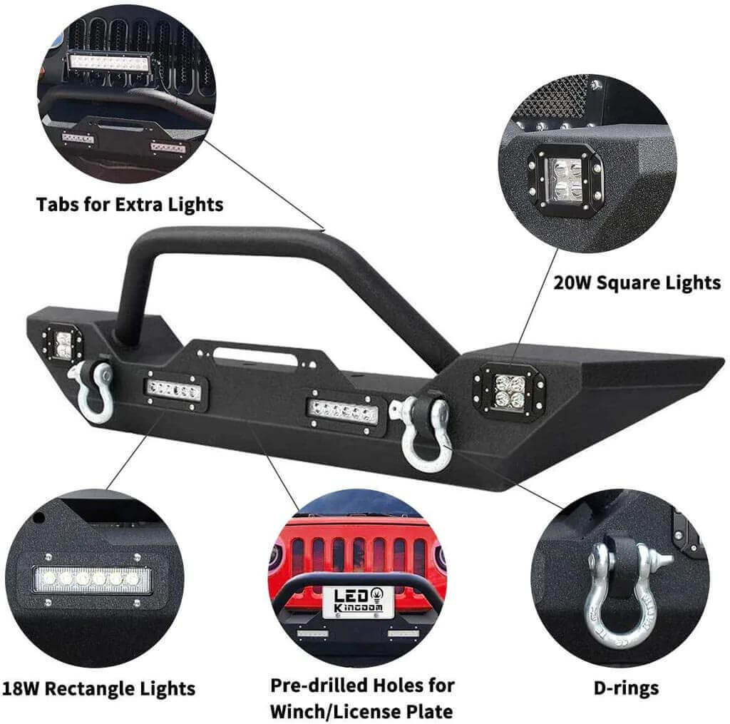 07-18 Jeep Wrangler JK front bumper with d-rings and square lights