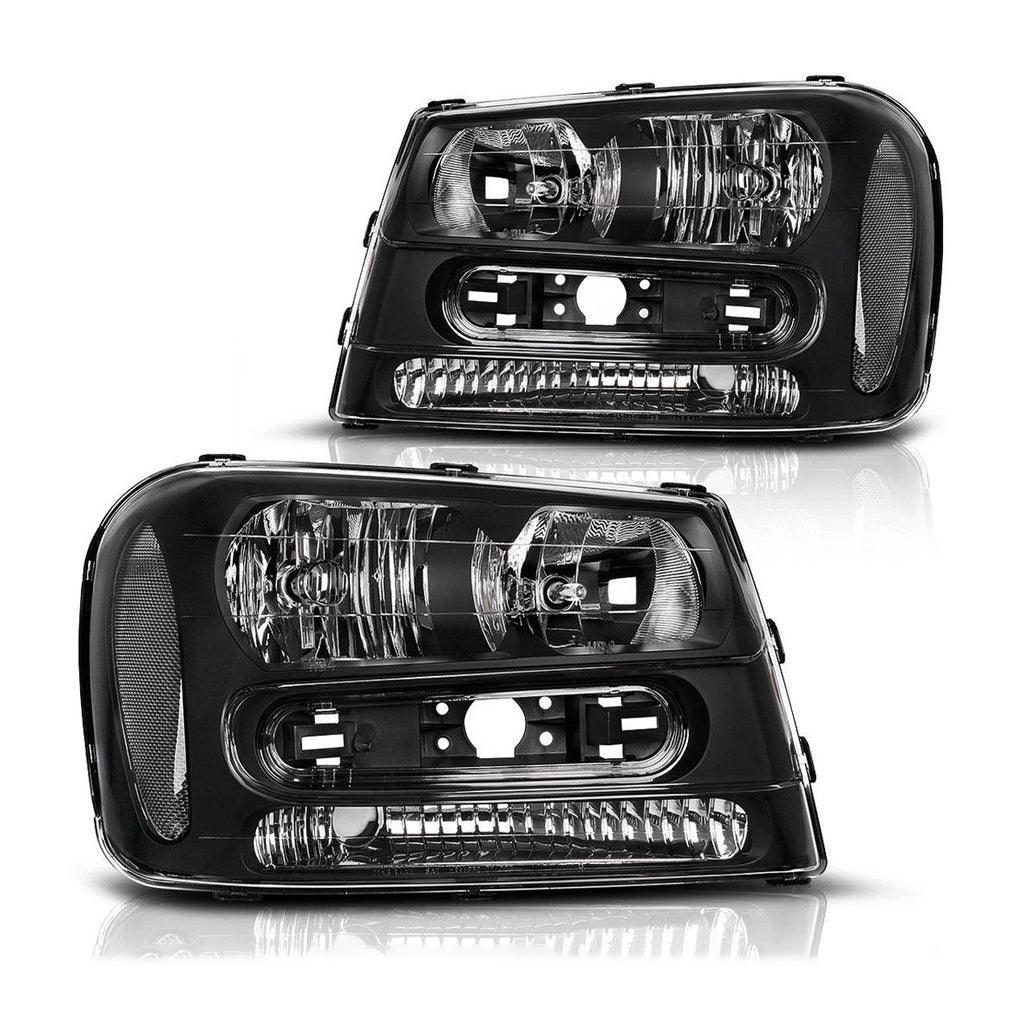 YITAMOTOR® 2002-2009 Chevy Trailblazer Black Housing Headlight Assembly Except for 2006-2009 LT models - YITAMotor