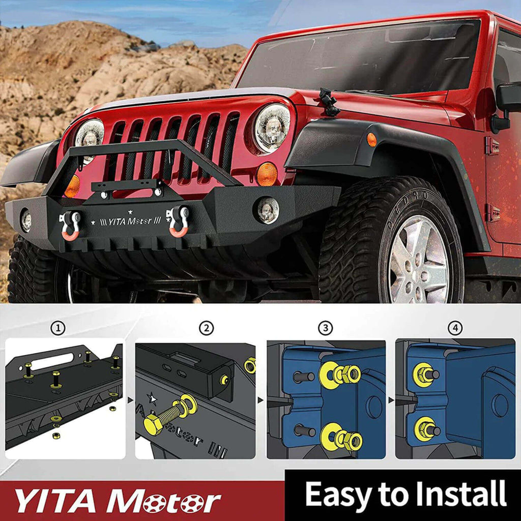 YITAMOTOR-2007-2018-Jeep-Wrangler-JK-&-JK-Unlimited-Front-Bumper-easy-installation