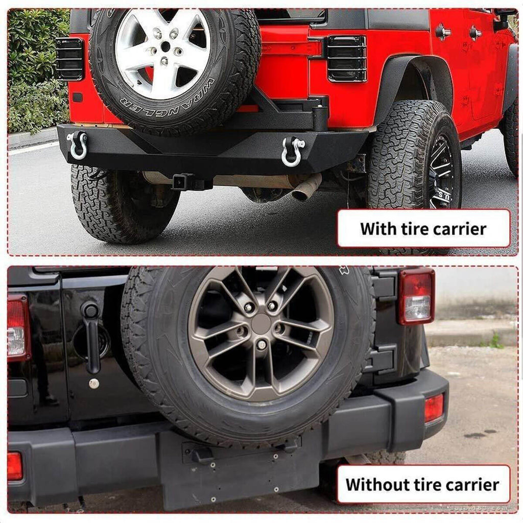 YITAMOTOR-07-18-Jeep-Wrangler-JK-JKU-Rubicon-Sahara-Sports-Rear-Bumper-with-Tire-Carrier- 2"-Hitch-Receiver