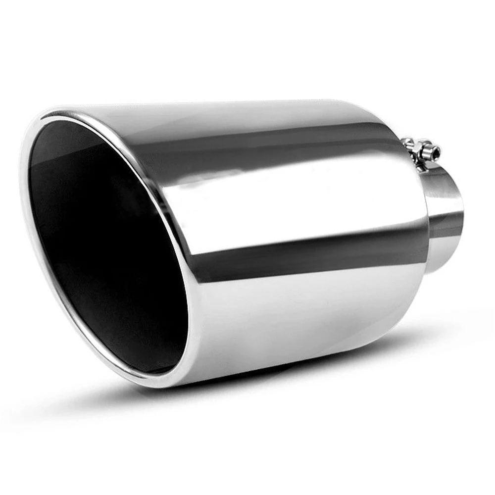 Exhaust tip 4 Inch Inlet Chromed Universal Stainless Steel Diesel Exhaust Tailpipe Tip Bolt/Clamp On Design - YITAMotor