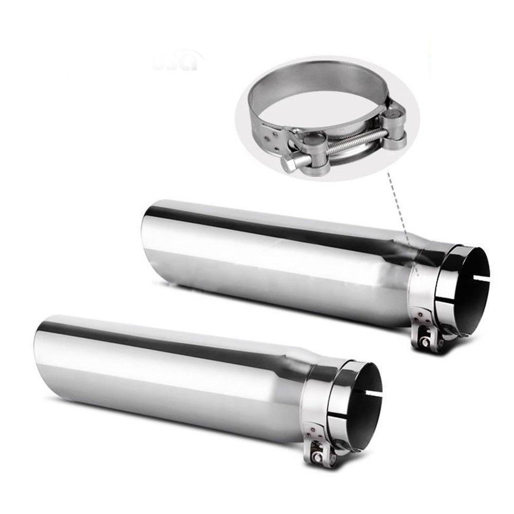 YITAMOTOR® 2pcs 2.5 Inch Inlet Chrome Exhaust Tip Universal Stainless Steel Exhaust Tailpipe Tip, Bolt/Clamp On Design - YITAMotor
