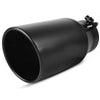 3.5'' Inlet 5'' Outlet 12'' Long Bolt On Diesel Exhaust Tip Black Stainless Steel - YITAMotor