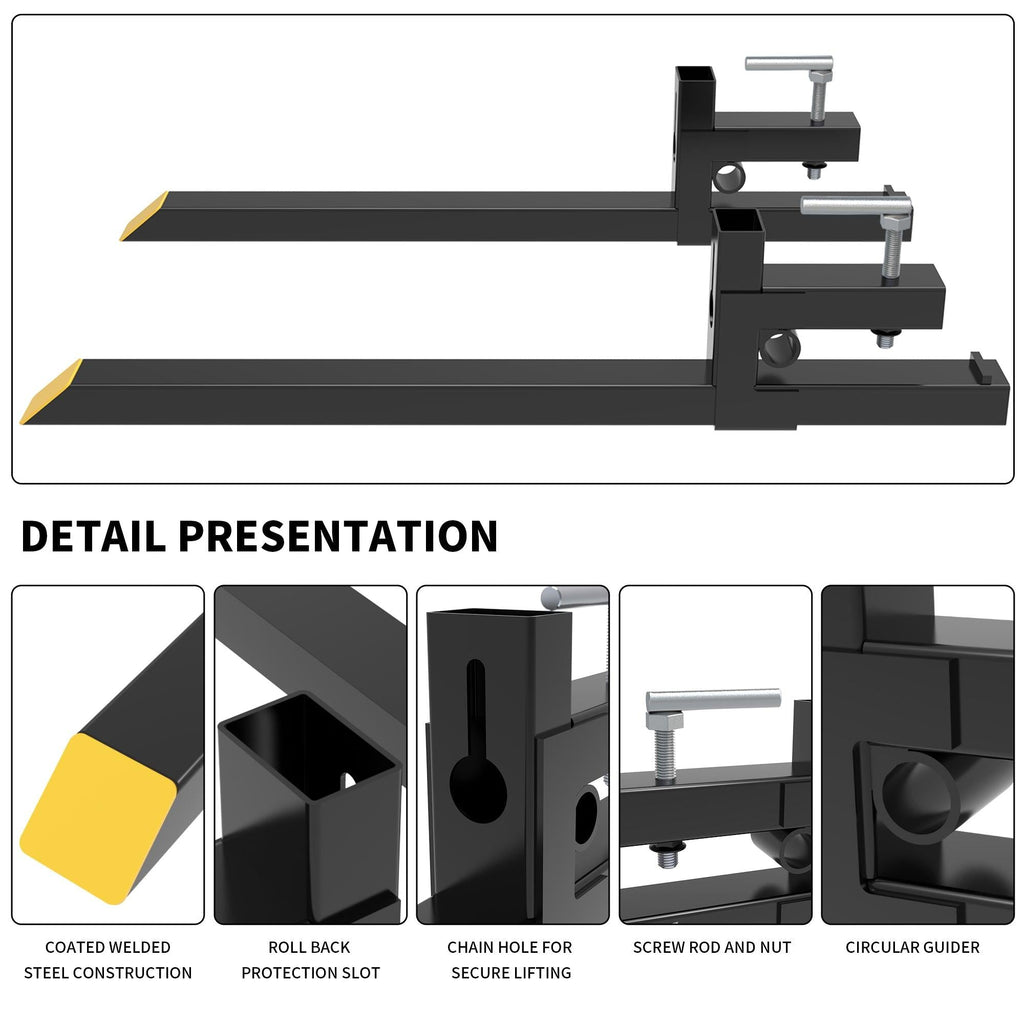 YITAMOTOR® Clamp on 43” Pallet Forks 4000lbs for Loader Bucket Tractor