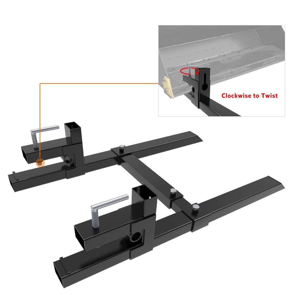 YITAMOTOR® 43" Clamp on Pallet Forks 1500LBS with Adjustable Stabilizer Bar