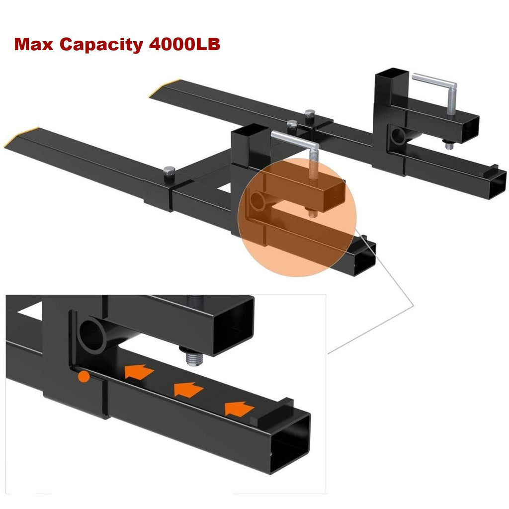 YITAMOTOR® 60" Clamp on Pallet Forks 1500LB with Adjustable Stabilizer Bar