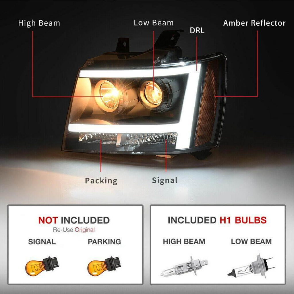 LED DRL Projector 2007-2013 Chevy Avalanche / Suburban / Tahoe Headlight