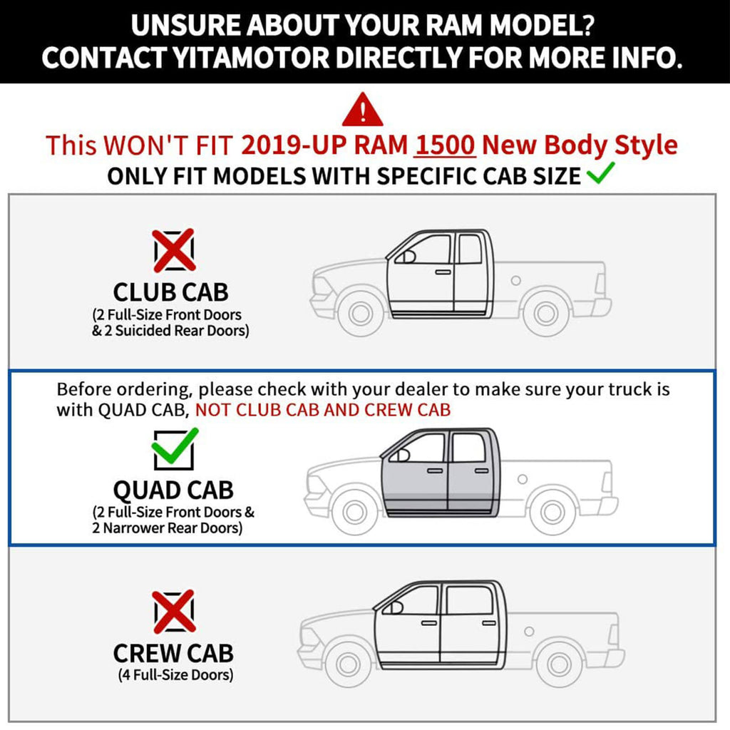 09-18-Dodge-Ram-1500-19-22-Ram-1500-Classic-running boards-side-steps-only-fit-quad-cab-YITAMOTOR