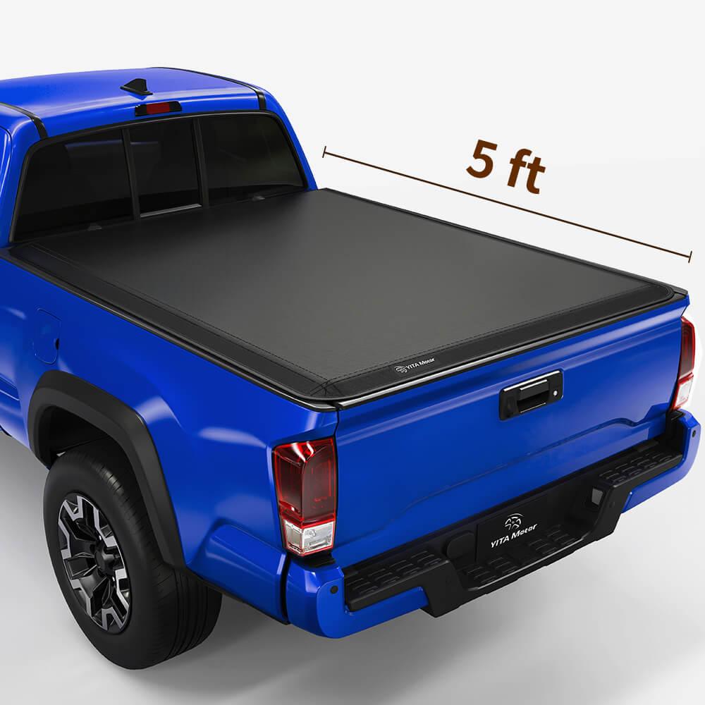 YITAMOTOR® 2016-2022 Toyota Tacoma(Excl. Trail Edition) Fleetside 5 ft Bed Soft Tri-Fold Truck Bed Tonneau Cover with Deck Rail System - YITAMotor