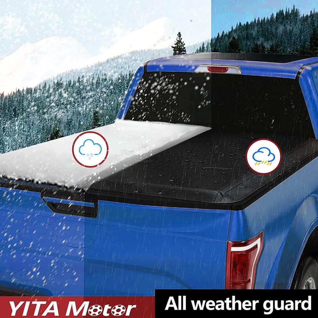 YITAMOTOR® 2016-2022 Toyota Tacoma(Excl. Trail Edition) Fleetside 5 ft Bed Soft Tri-Fold Truck Bed Tonneau Cover with Deck Rail System - YITAMotor