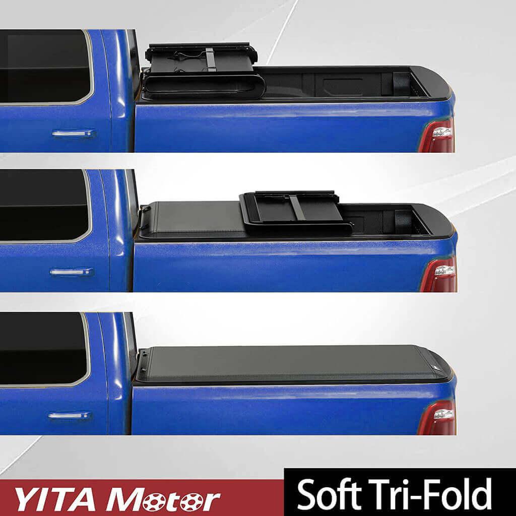 YITAMOTOR® 2016-2022 Toyota Tacoma(Excl. Trail Edition) Fleetside 5 ft Bed Soft Tri-Fold Truck Bed Tonneau Cover with Deck Rail System - YITAMotor