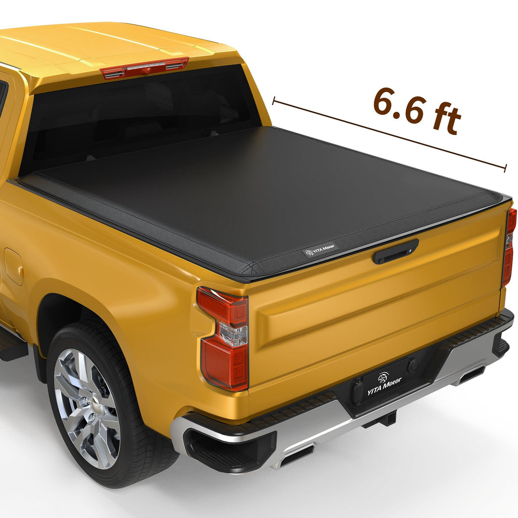 YITAMOTOR® Soft Tri-fold 2019-2023 Chevy Silverado/GMC Sierra 1500 New Body Style, Fleetside 6.6 ft Bed Truck Bed Tonneau Cover