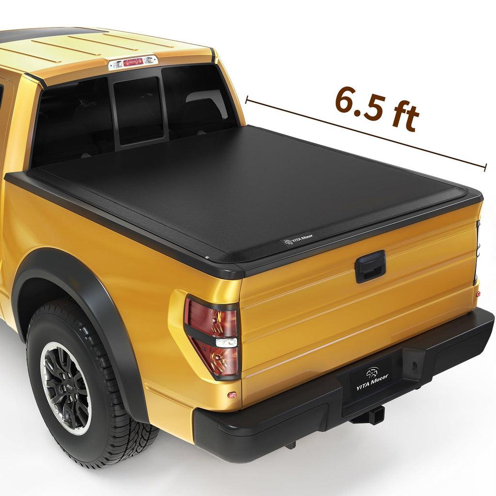 YITAMOTOR® 2009-2014 Ford F-150 (Excl. Raptor Series), Styleside 6.5 ft Bed Soft Roll Up Truck Bed Tonneau Cover - YITAMotor