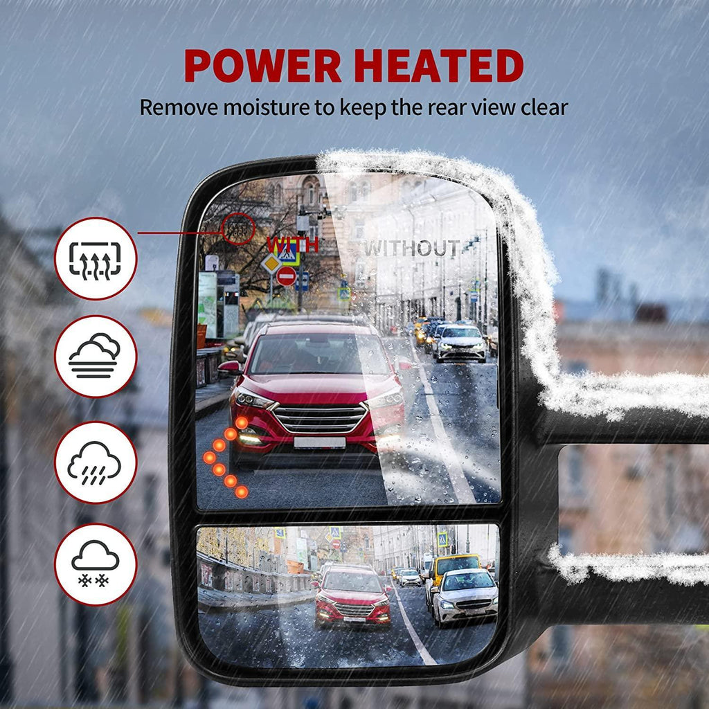 Chevy Silverado tow mirrors w/ power-heated upper glass