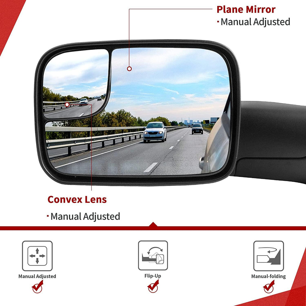 Dodge Ram tow mirrors w/ plane mirror and convex mirror