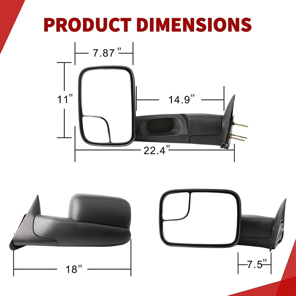 Dodge Ram towing mirrors dimension