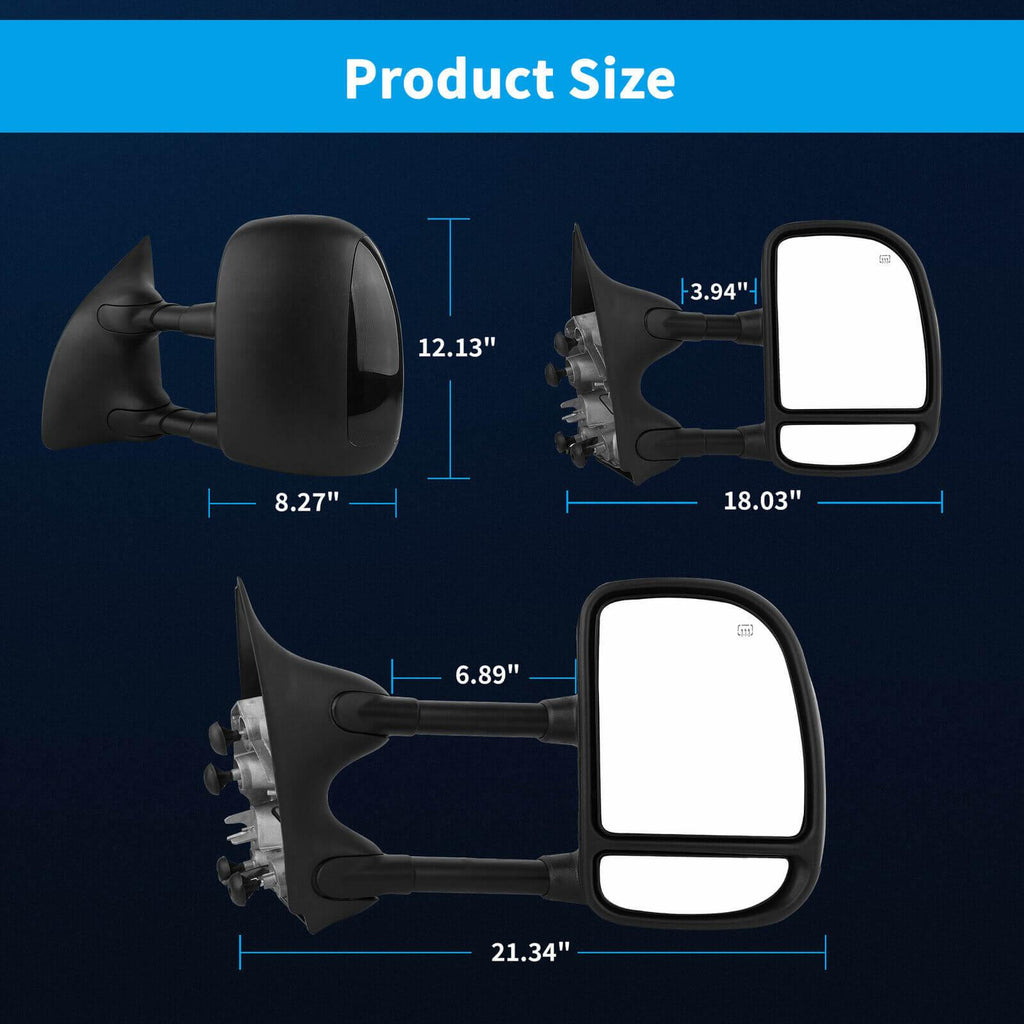 Ford F250 F350 Super Duty towing mirrors size: 12.13"x8.27"