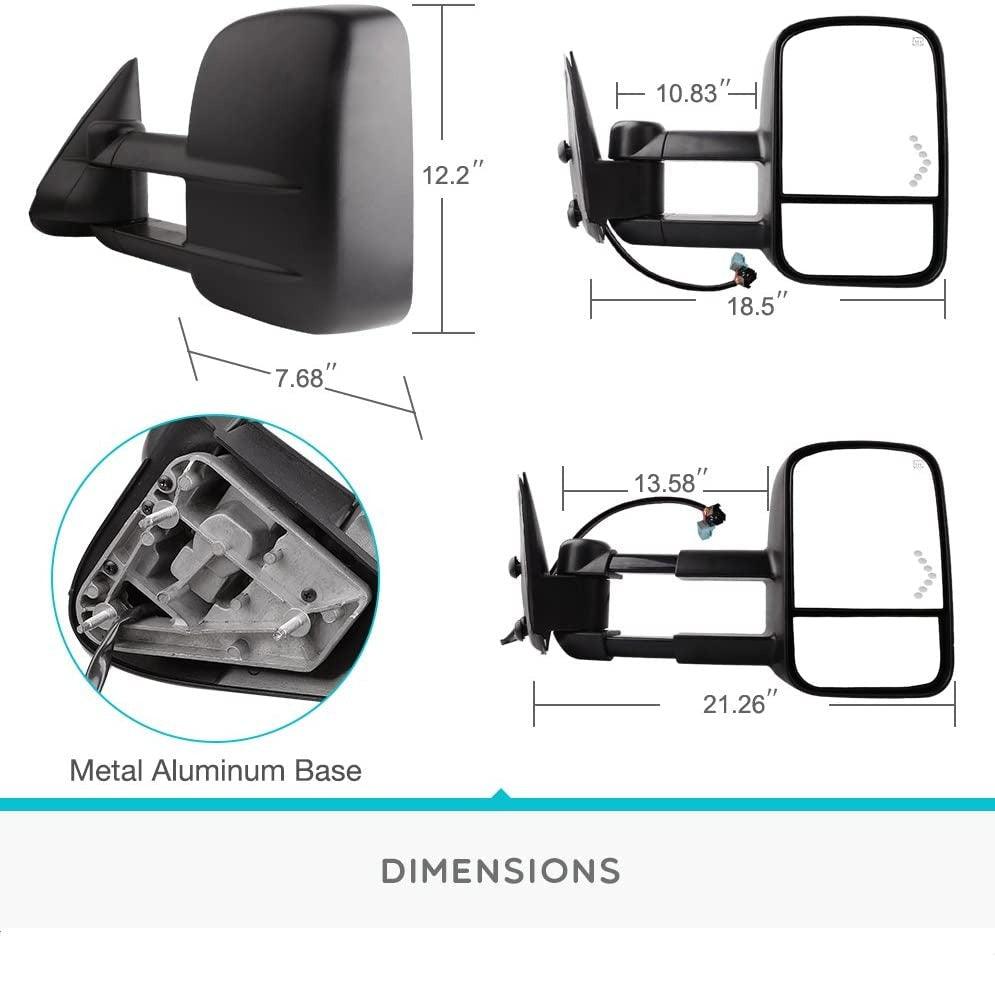 2003-2007 Chevy Silverado GMC Sierra Towing Mirrors Dimension