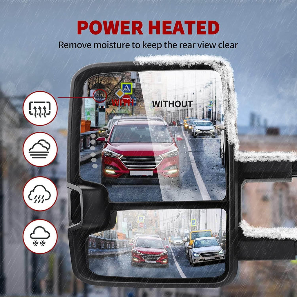 Silverado Sierra towing mirrors w/ power-heated upper mirror