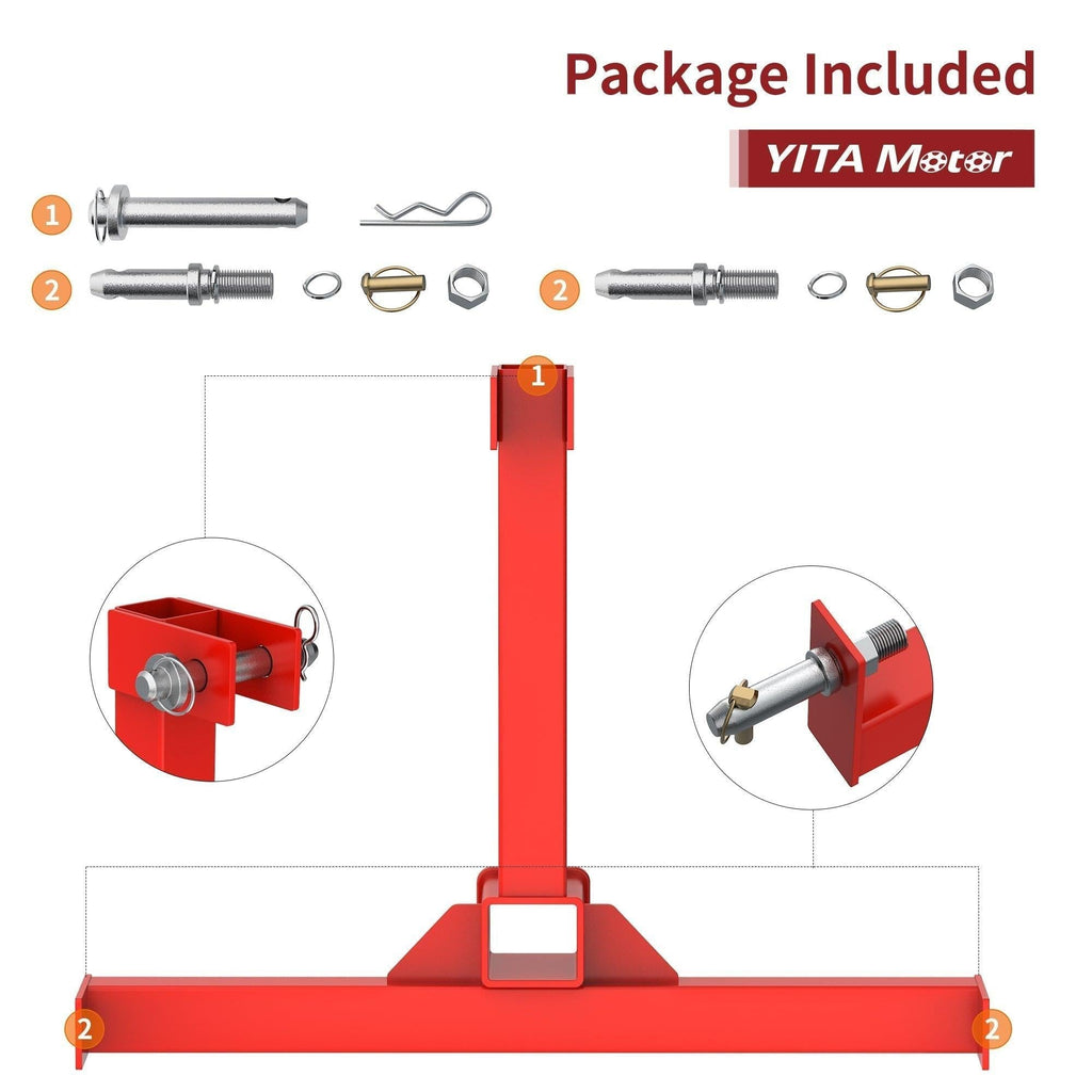 Enganche de remolque de 3 puntos YITAMOTOR® con receptor de 2" para tractor de categoría 1