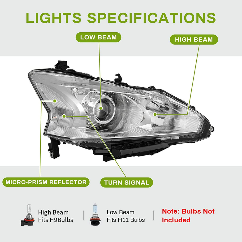 Projector 2013-2015 Nissan Altima Sedan Headlights