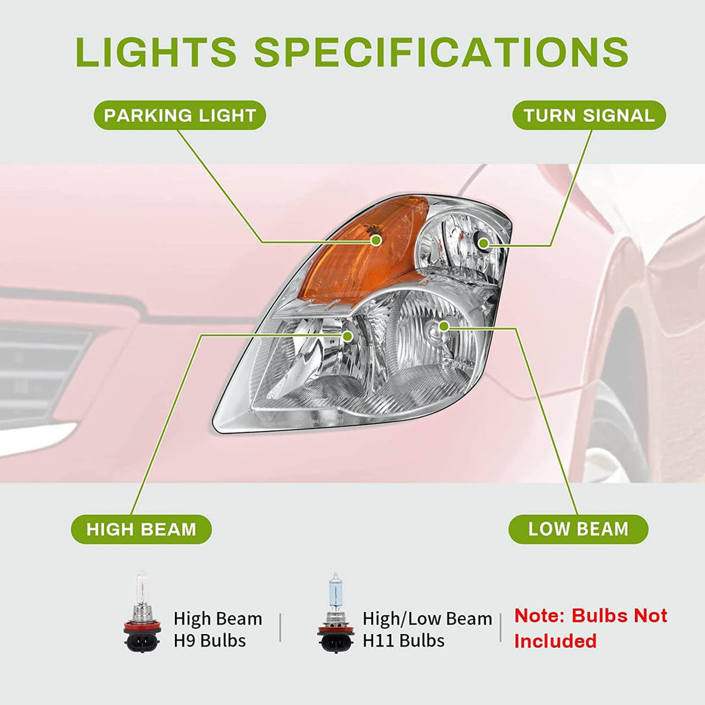 2007-2009 Nissan Altima Sedan 4-door Headlights