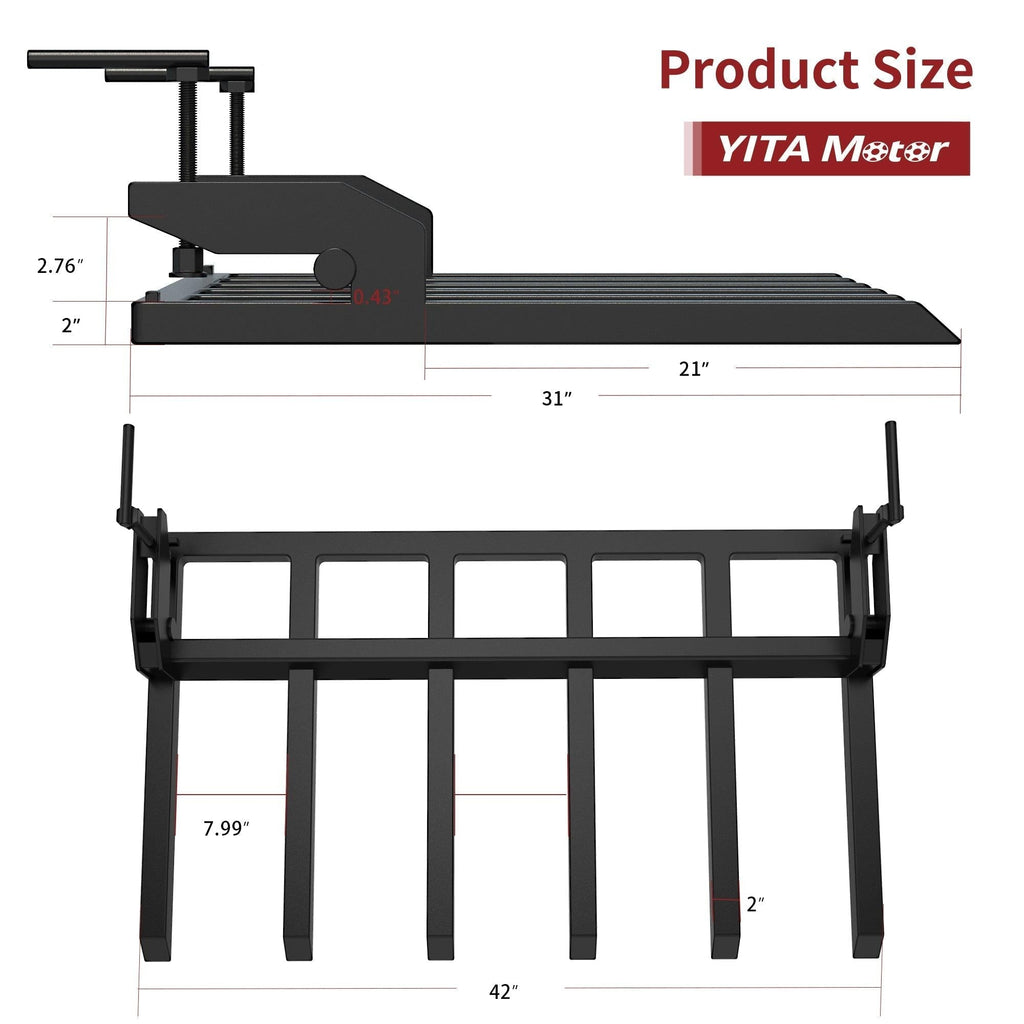 YITAMOTOR® 48" Bucket Clamp-On Pallet Fork 2500 lbs Attachments