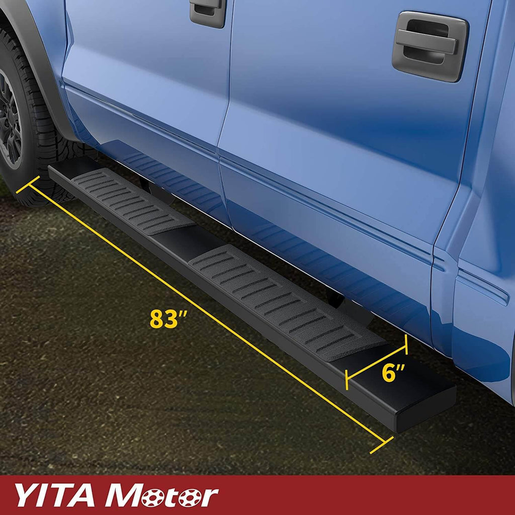 YITAMOTOR® 09-14 Ford F-150 Super Crew Cab 6" Running Boards Black Nerf Bars Side Steps - YITAMotor