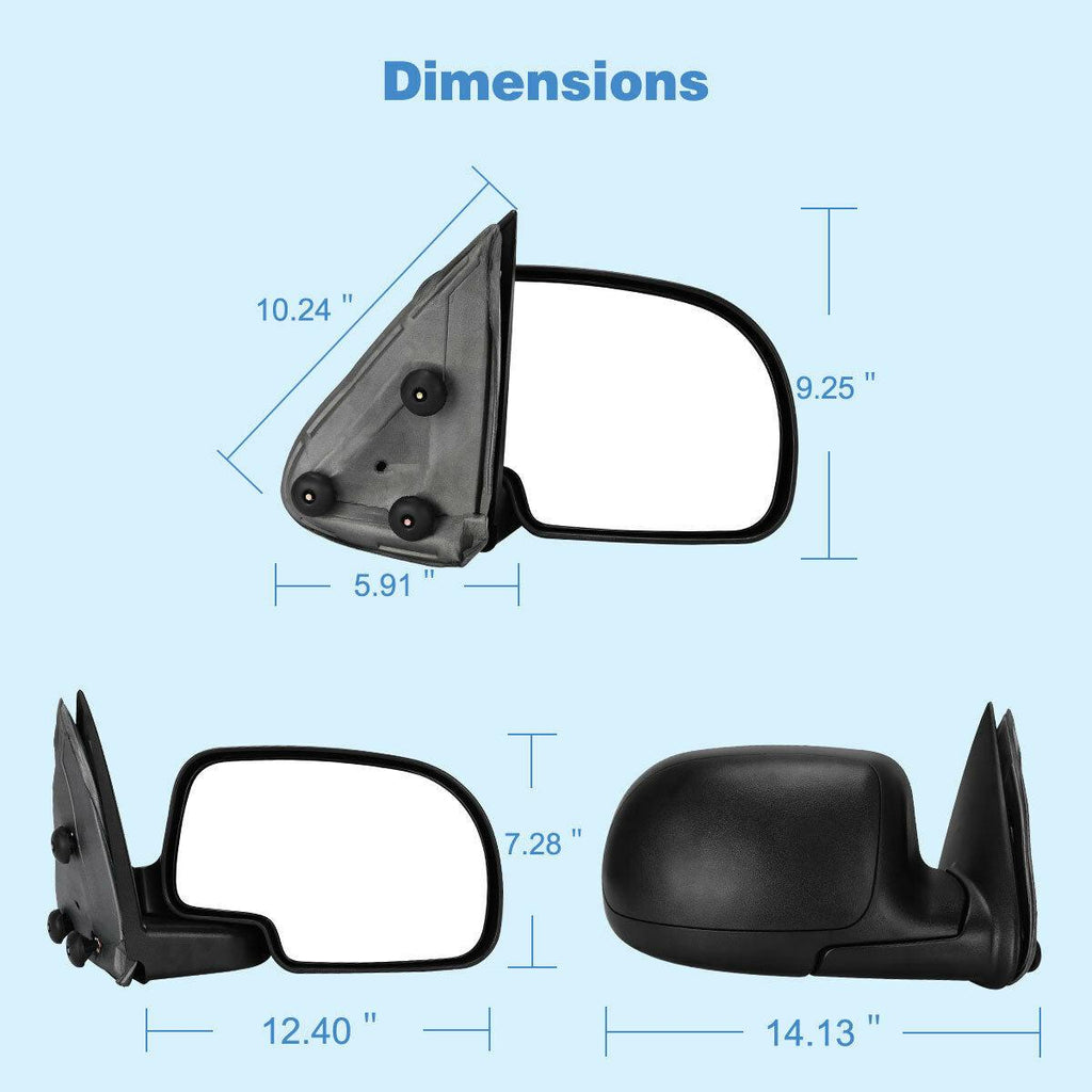 Manual Side Mirror Passenger Right for 1999-2006 Chevy Silverado Sierra 1500 2500 - YITAMotor