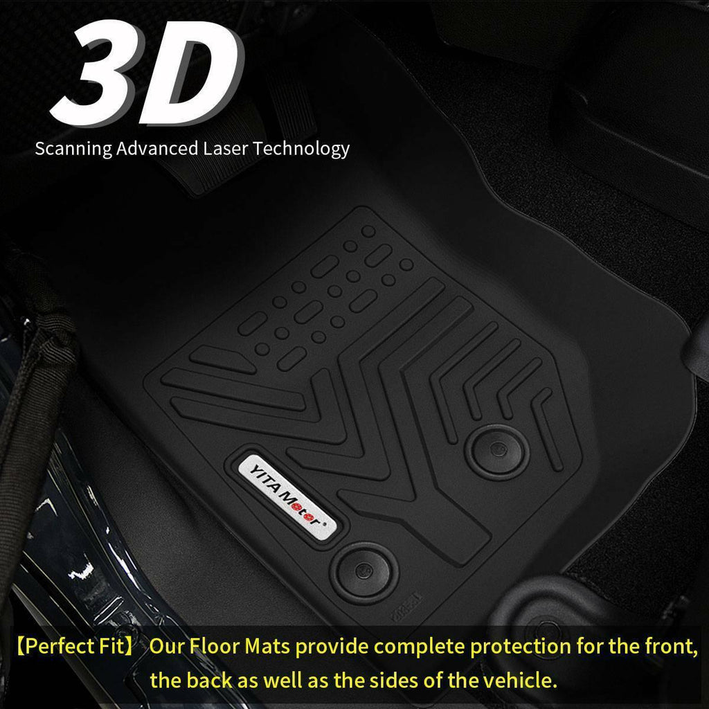 Floor Mats Floor Liners For Jeep Wrangler JK Unlimited 2014-2018, 1st & 2nd Row All Weather Protection - YITAMotor