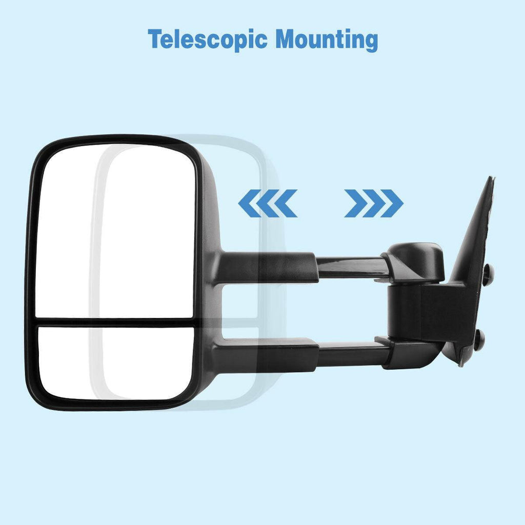 For 99-07 Chevy Silverado GMC Sierra 2000-2006 Chevy Tahoe Suburban 1500 2500 GMC Yukon XL Truck Manual Towing Mirrors - YITAMotor