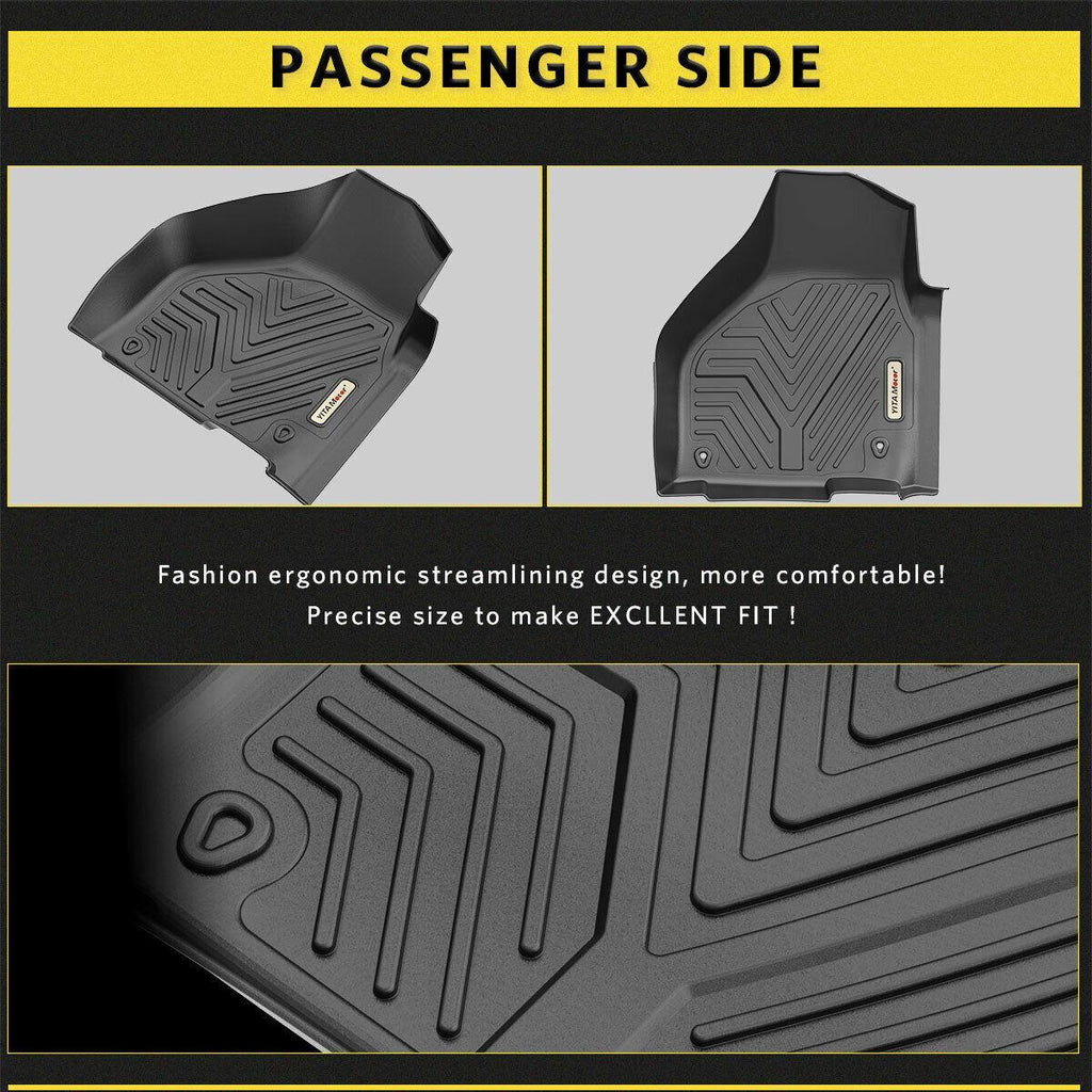 Floor Mats Floor Liners for 2013-2018 Dodge Ram 1500 Quad Cab Only, 1st & 2nd Row All Weather Protection - YITAMotor