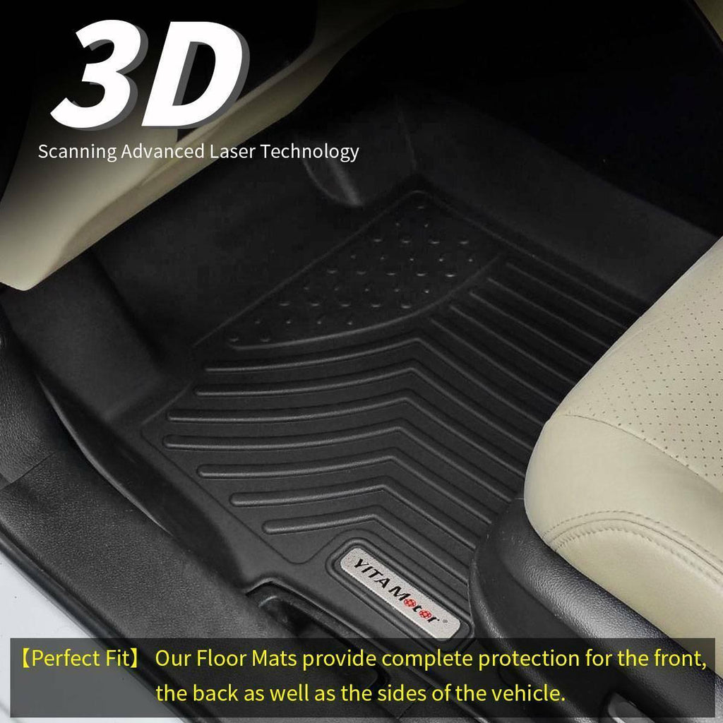 Floor Mats Liners For 2017-2019 Ford F-250/F-350 Super Duty Crew Cab, 1st & 2nd Row All Weather Protection - YITAMotor