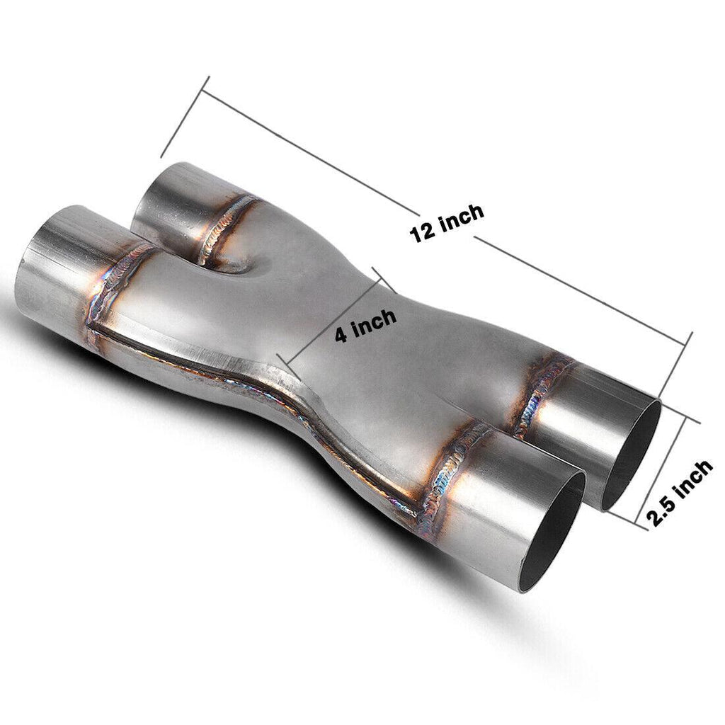 Welded X-Pipe Exhaust Tip 2.5'' Dual Inlet/2.5''inch Dual Outlet Stainless Steel - YITAMotor