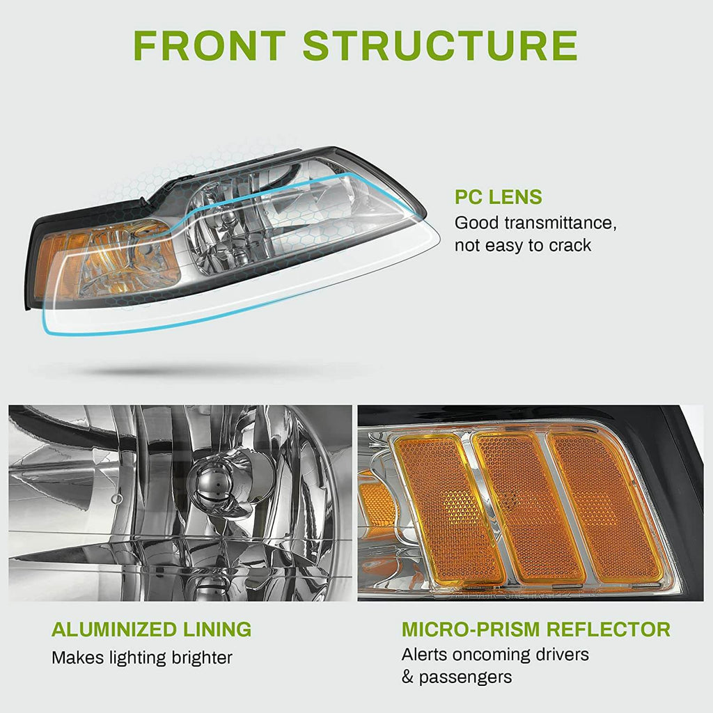 1999-2004 Ford Mustang Headlights