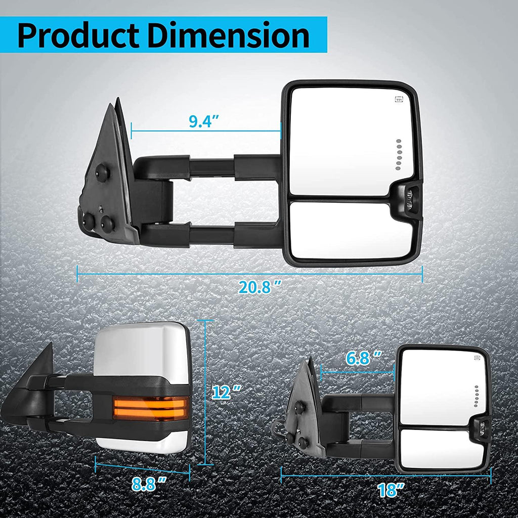 YITAMOTOR® Towing Mirrors with Turn Signal Light 2003-2007 Chevy